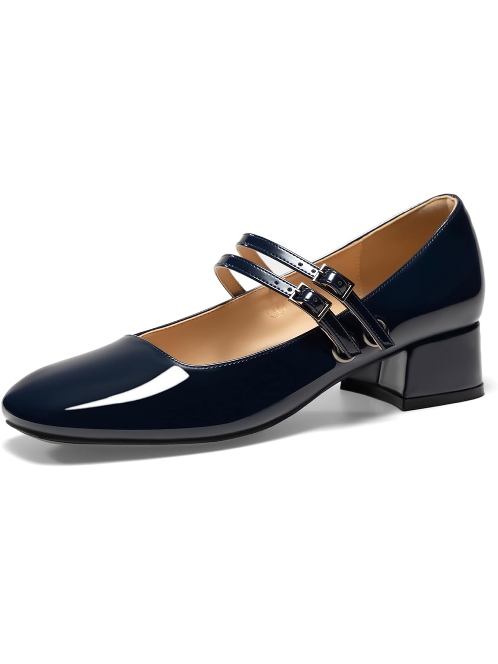 NWT GotSoft Navy Mary Jane Low Heels Double Strap Ballet Square Toe Pumps